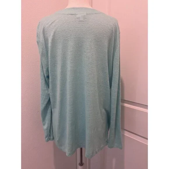 J. Jill Love Linen Open Front Cardigan Sweater Size XL New Aqua Blue Casual - Picture 4 of 6